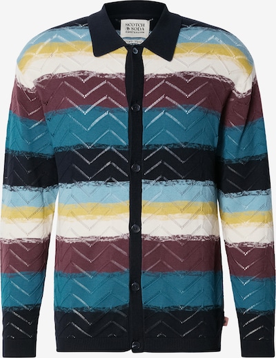 SCOTCH & SODA Strickjacke in S in marine / petrol / beere / weiß, Produktansicht