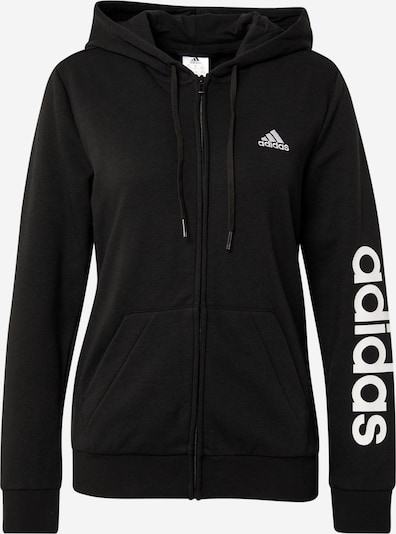 Bluză cu fermoar sport ADIDAS PERFORMANCE pe negru / alb, Vizualizare produs