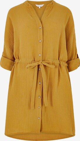 Apricot Shirt Dress in Yellow: front