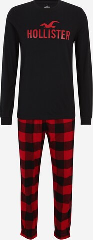 HOLLISTER Dolga pižama | črna barva: sprednja stran