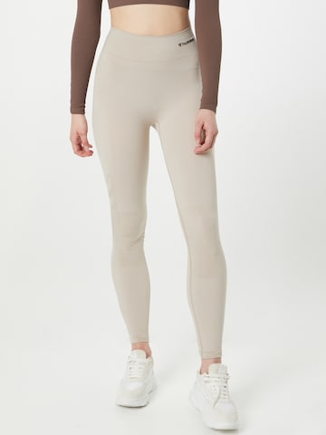 Hummel Skinny Sportbroek in Grijs: voorkant