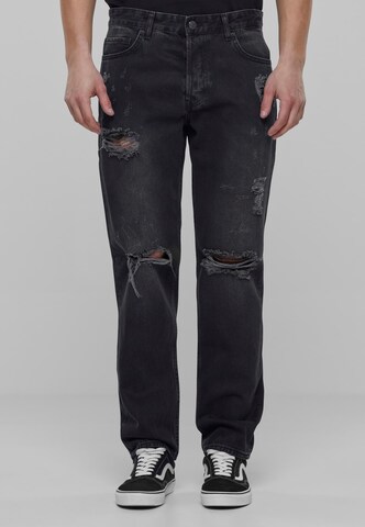 2Y Premium Loosefit Jeans in Zwart: voorkant