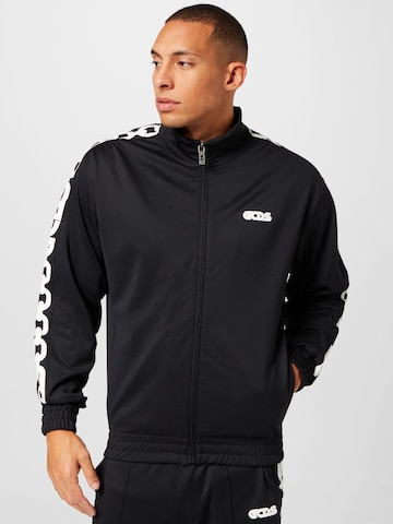 GCDS Zip-Up Hoodie in Black: front