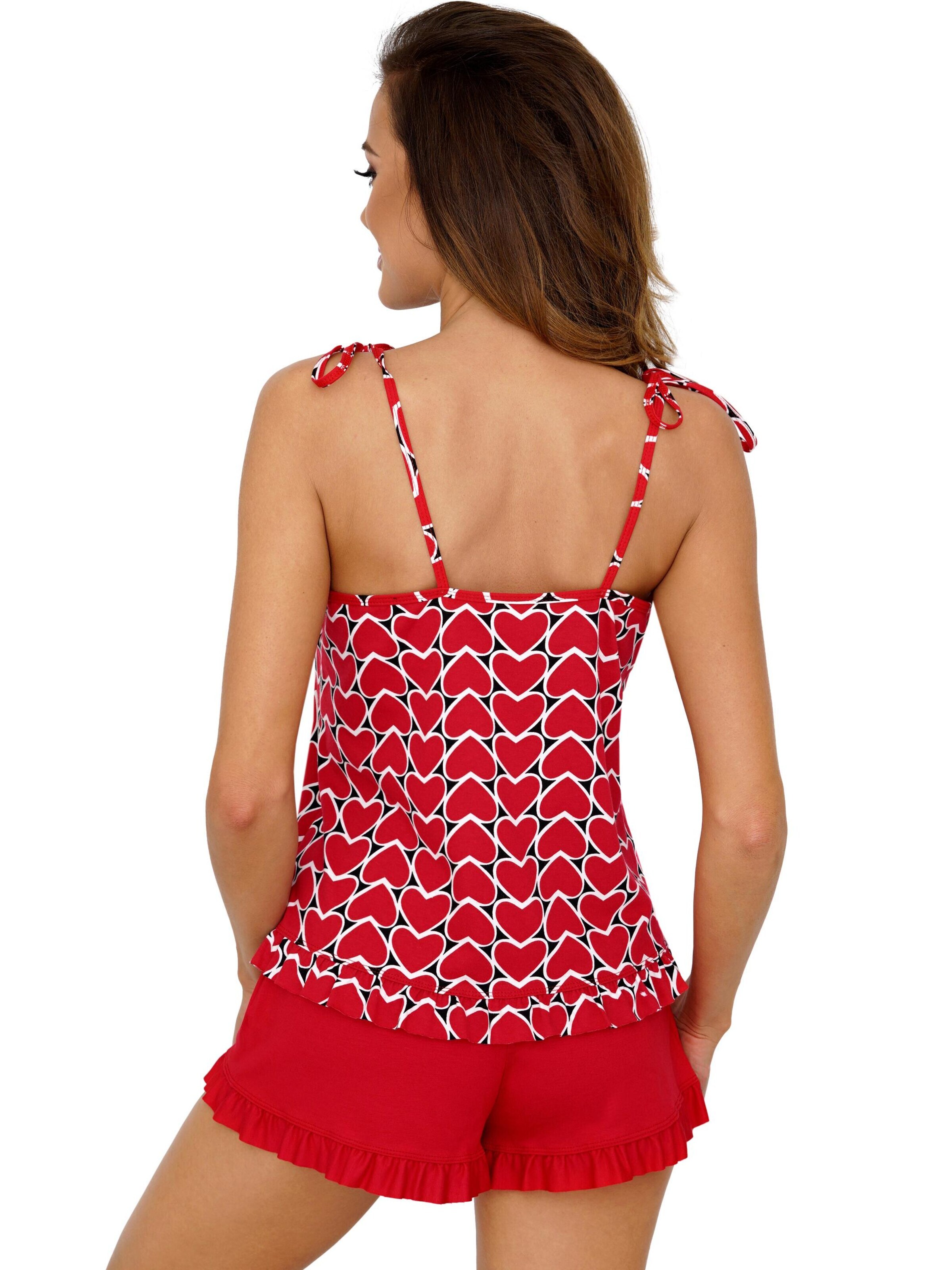 Donna Short Pajama Set 'Love' in Red