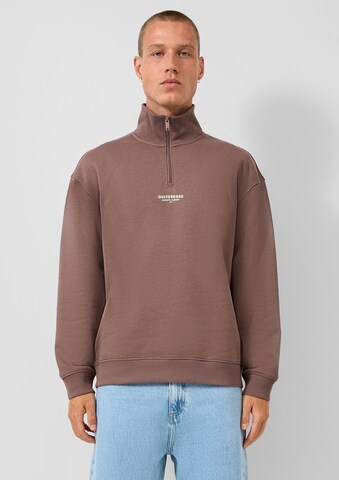 Sweat-shirt QS en marron : devant