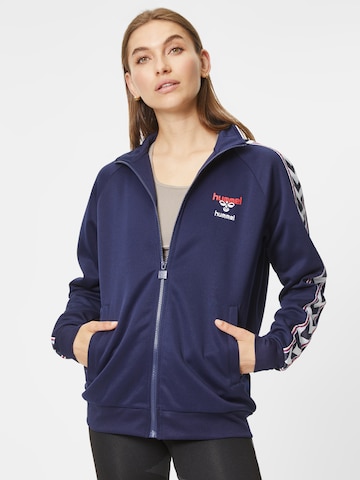 Hummel Athletic Zip-Up Hoodie in Blue: front