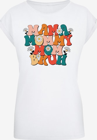 T-shirt 'Mothers Day Floral Accent Mom Life Humor Trendy Aesthetic' F4NT4STIC en blanc : devant