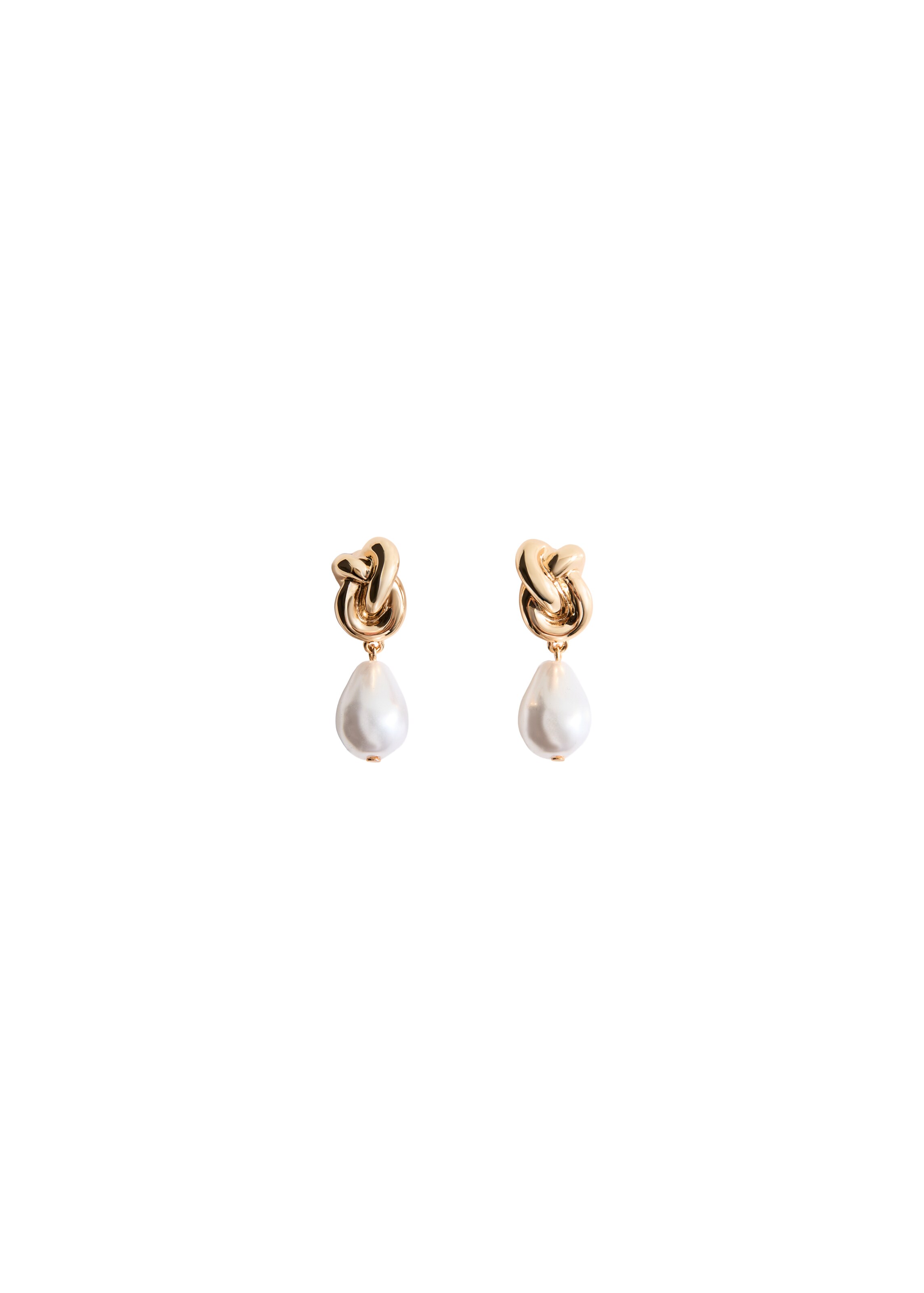 MANGO Oorbellen 'LOLA' in One Size in de kleur Goud / Wit, Productweergave