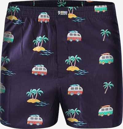 Happy Shorts Boxers 'Holiday' en marine / turquoise / jaune / rouge / blanc, Vue avec produit