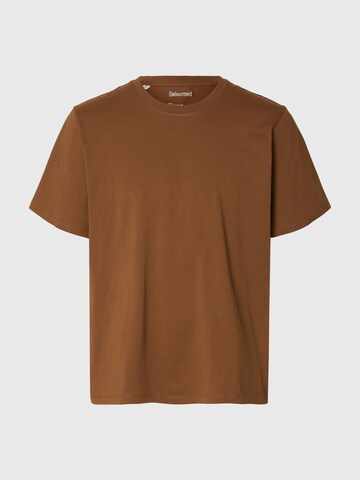 SELECTED T-Shirt 'Aspen' in Braun