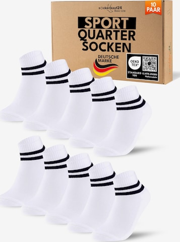 sockenkauf24 Socken 'Quarter Tennissocken' in Weiß: Vorderseite