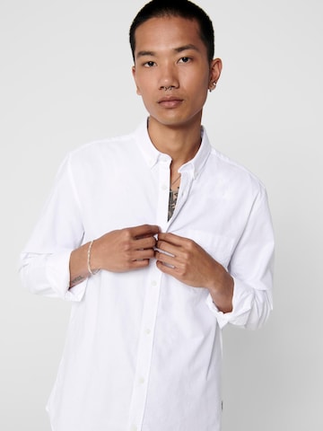 Only & Sons Slim fit Button Up Shirt 'Alvaro' in White