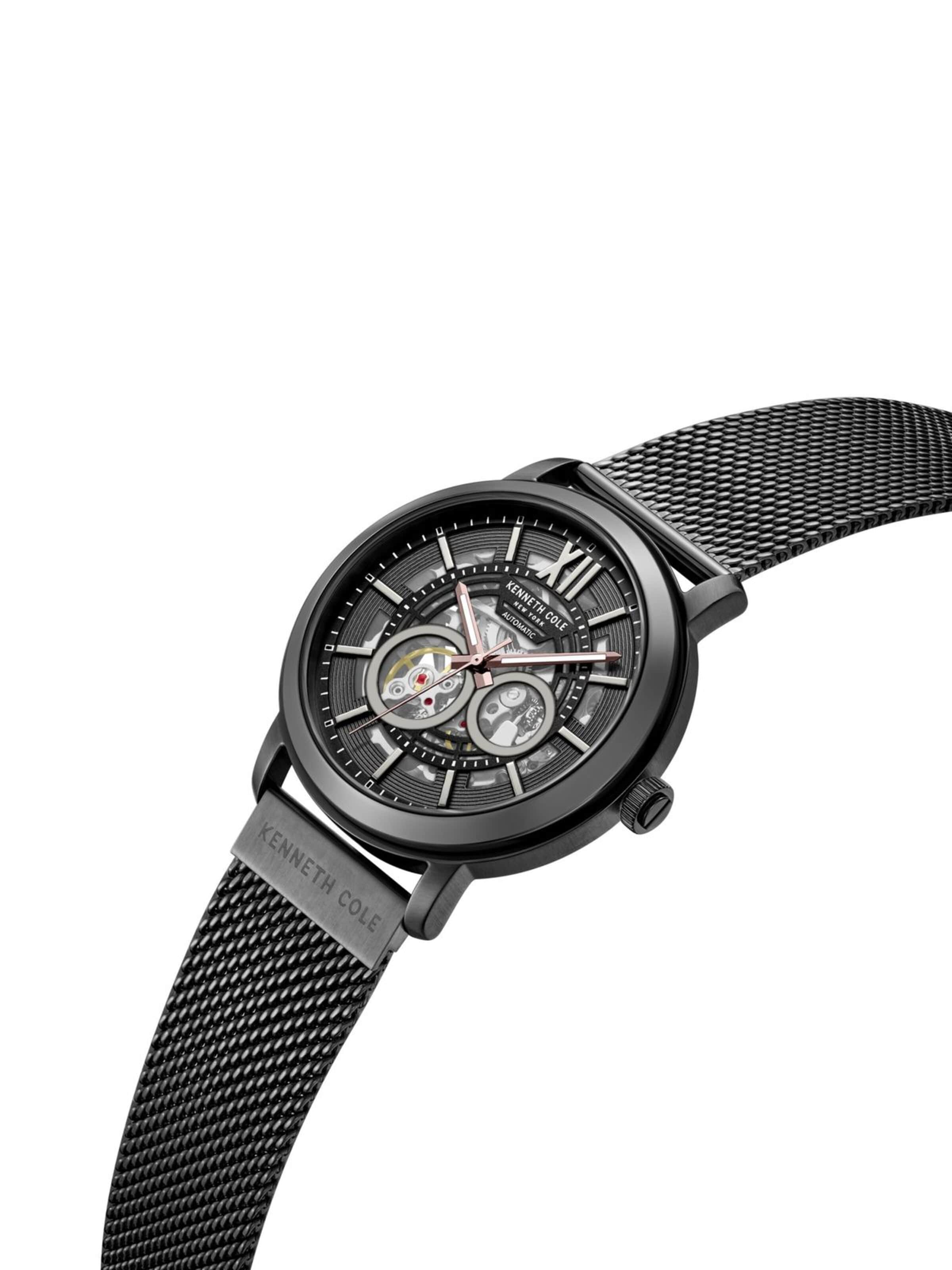 Kenneth Cole Analogové hodinky 'Automatic watch Automatic Mesh Round' – černá