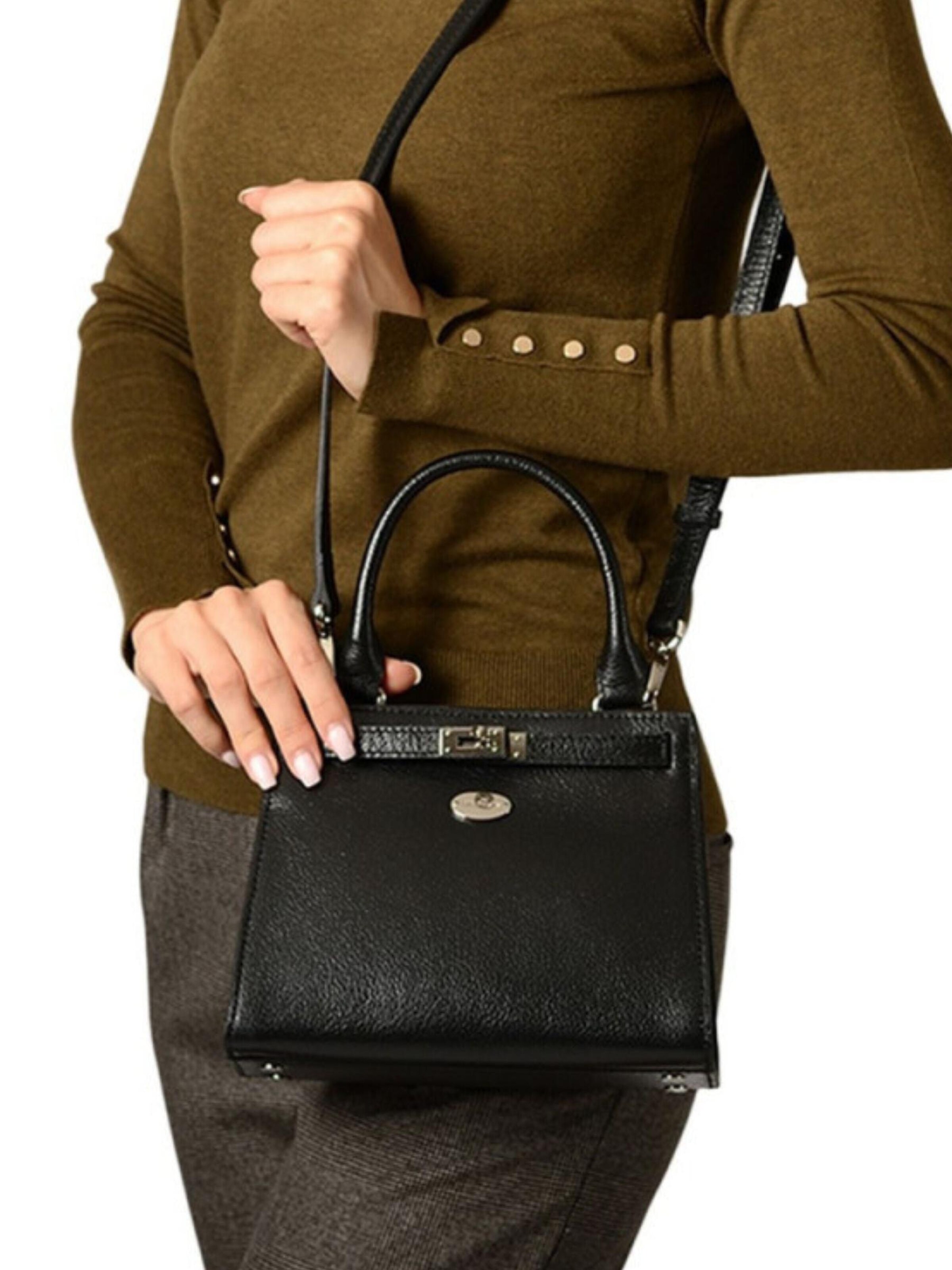 MAC DOUGLAS Handtas 'Mac Douglas Sacs À Main MINI Temple Buni Cuir Noir' in Zwart