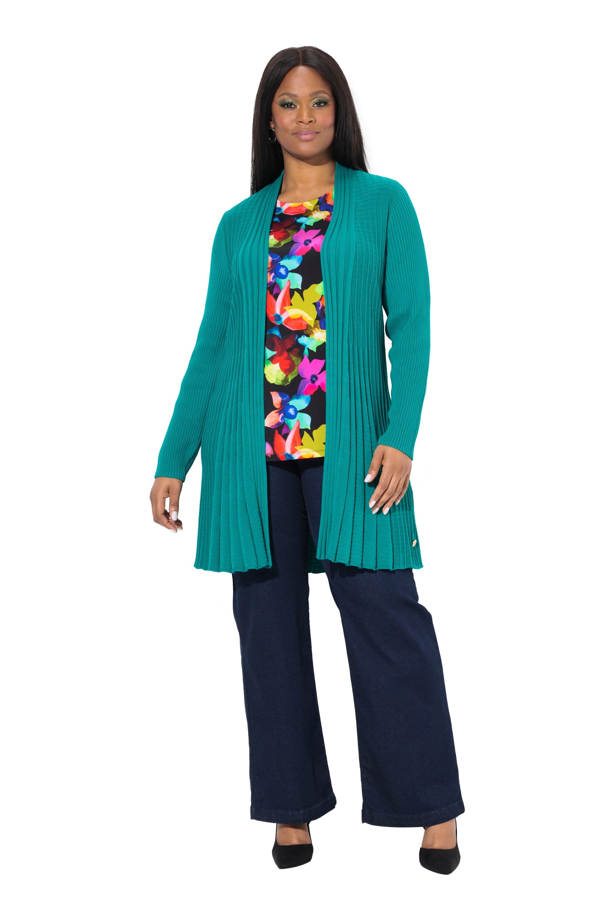 Ulla Popken Knit cardigan in Blue: front