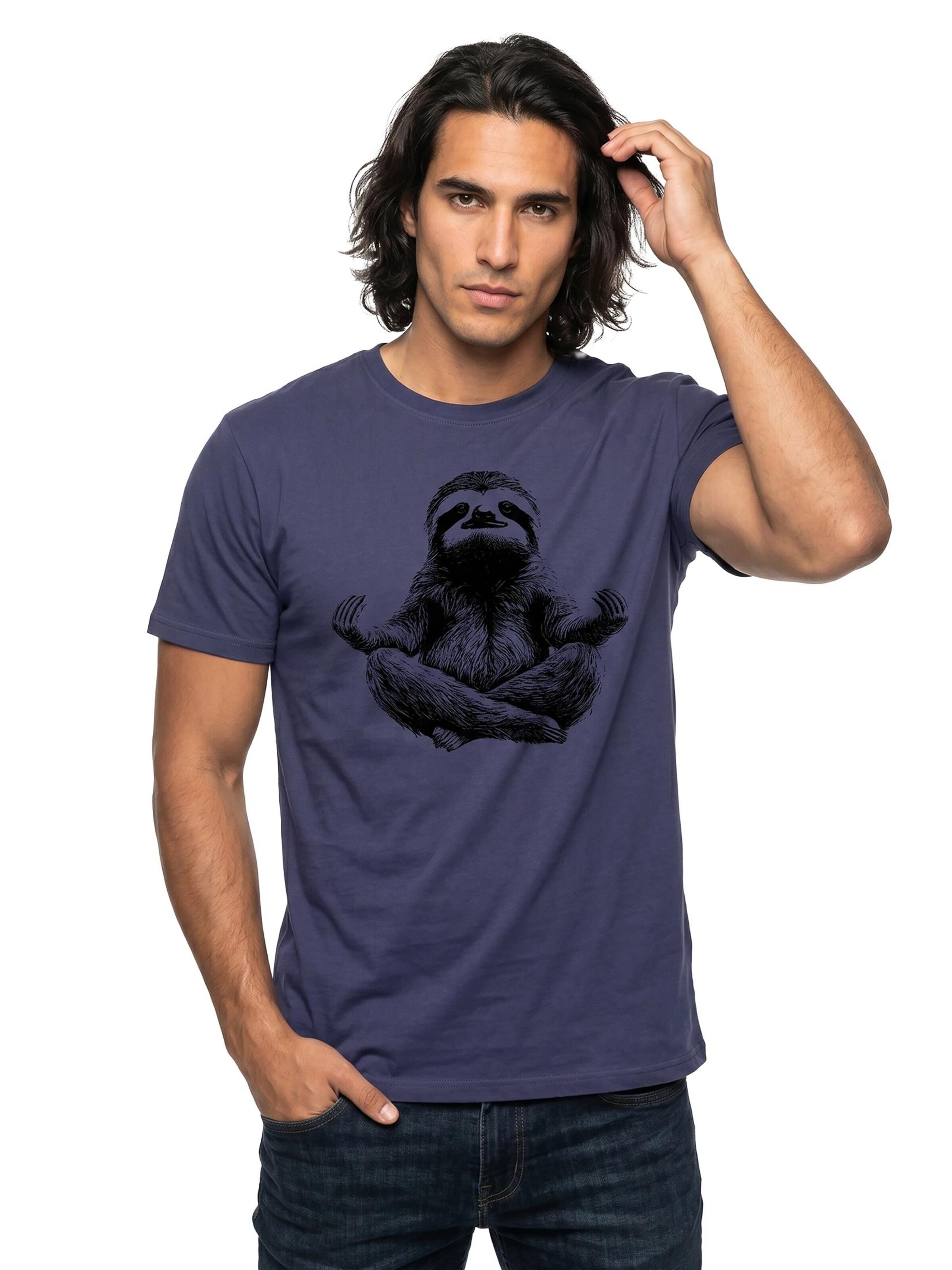 MAKAYA Shirt 'Meditation Sloth' in Blue