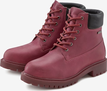 LASCANA Lace-Up Ankle Boots in Red