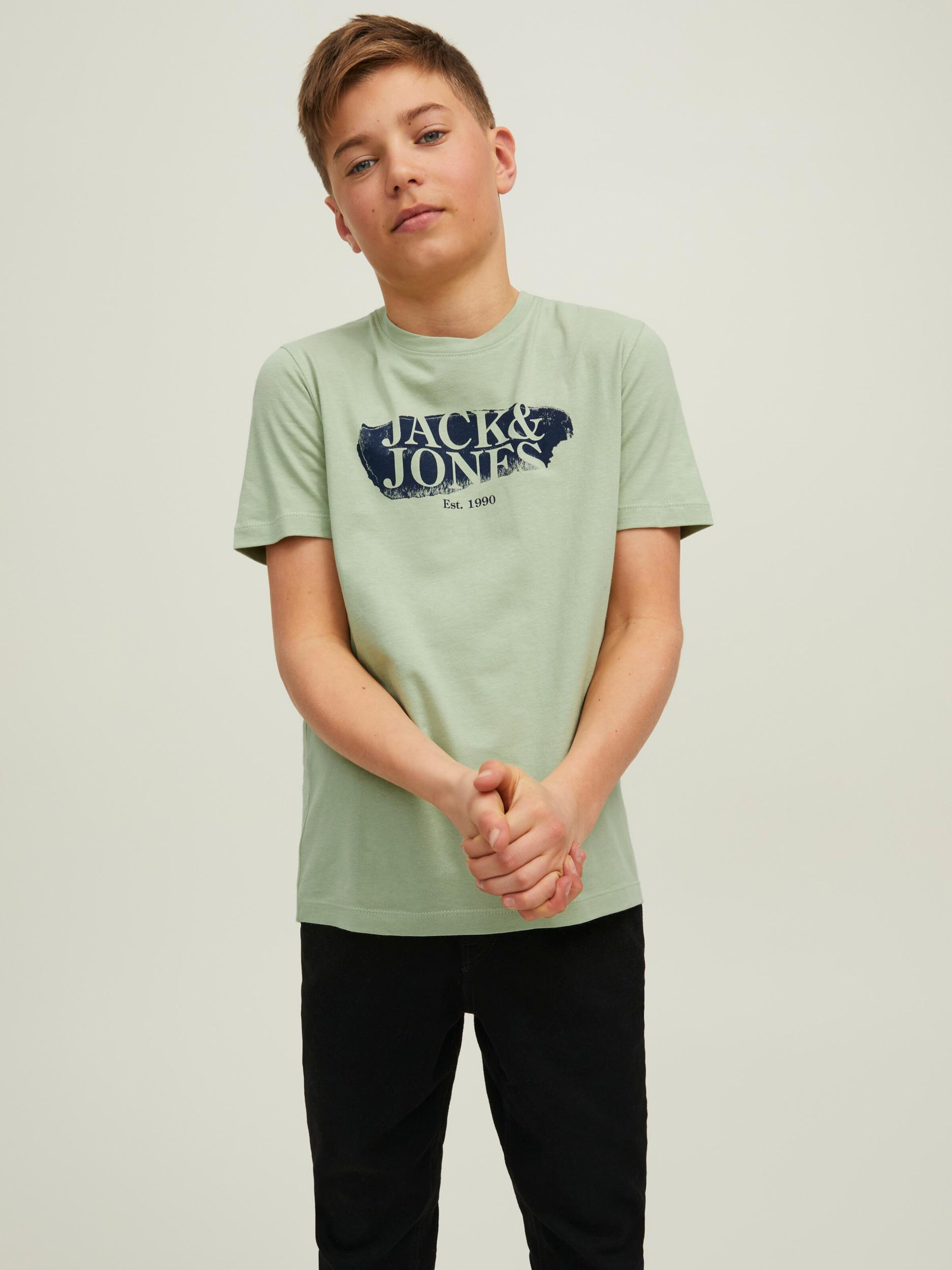 Kinder Teens (Gr. 140-176) Jack & Jones Junior T-Shirt 'Flower' in Pastellgrün - AY04806