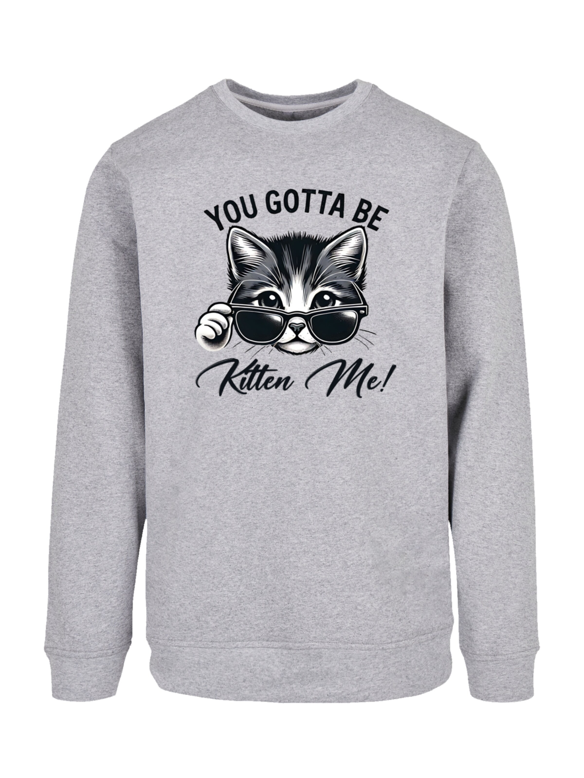 Sweat-shirt 'Kätzchen You Gotta Be Kitten Me!' F4NT4STIC en gris : devant