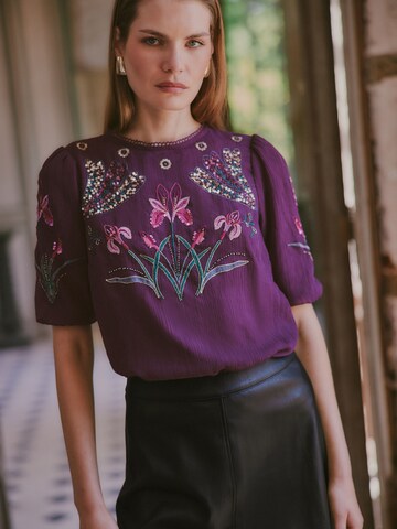 Chemisier love & roses en violet : devant
