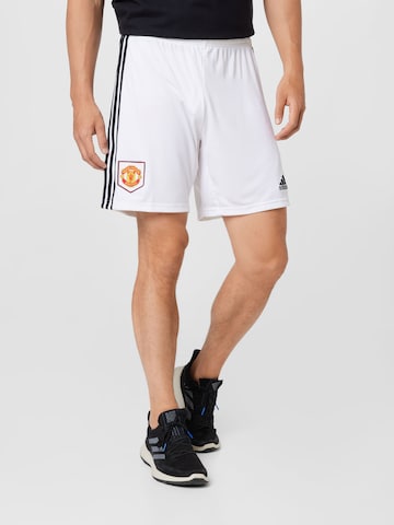 balts ADIDAS SPORTSWEAR Standarta Sporta bikses 'Manchester United 22/23 Home': no priekšpuses