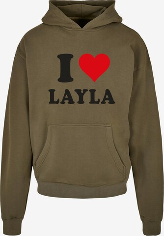 Merchcode Sweatshirt 'I Love Layla' in Green: front
