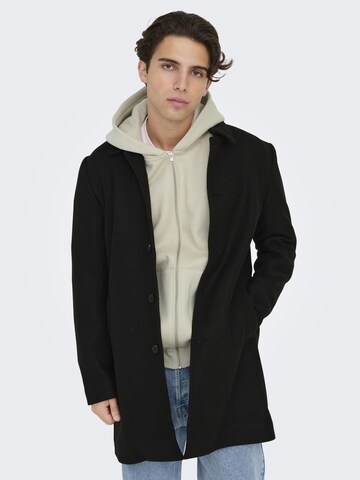 Only & Sons Between-Seasons Coat 'Adam' in Black: front