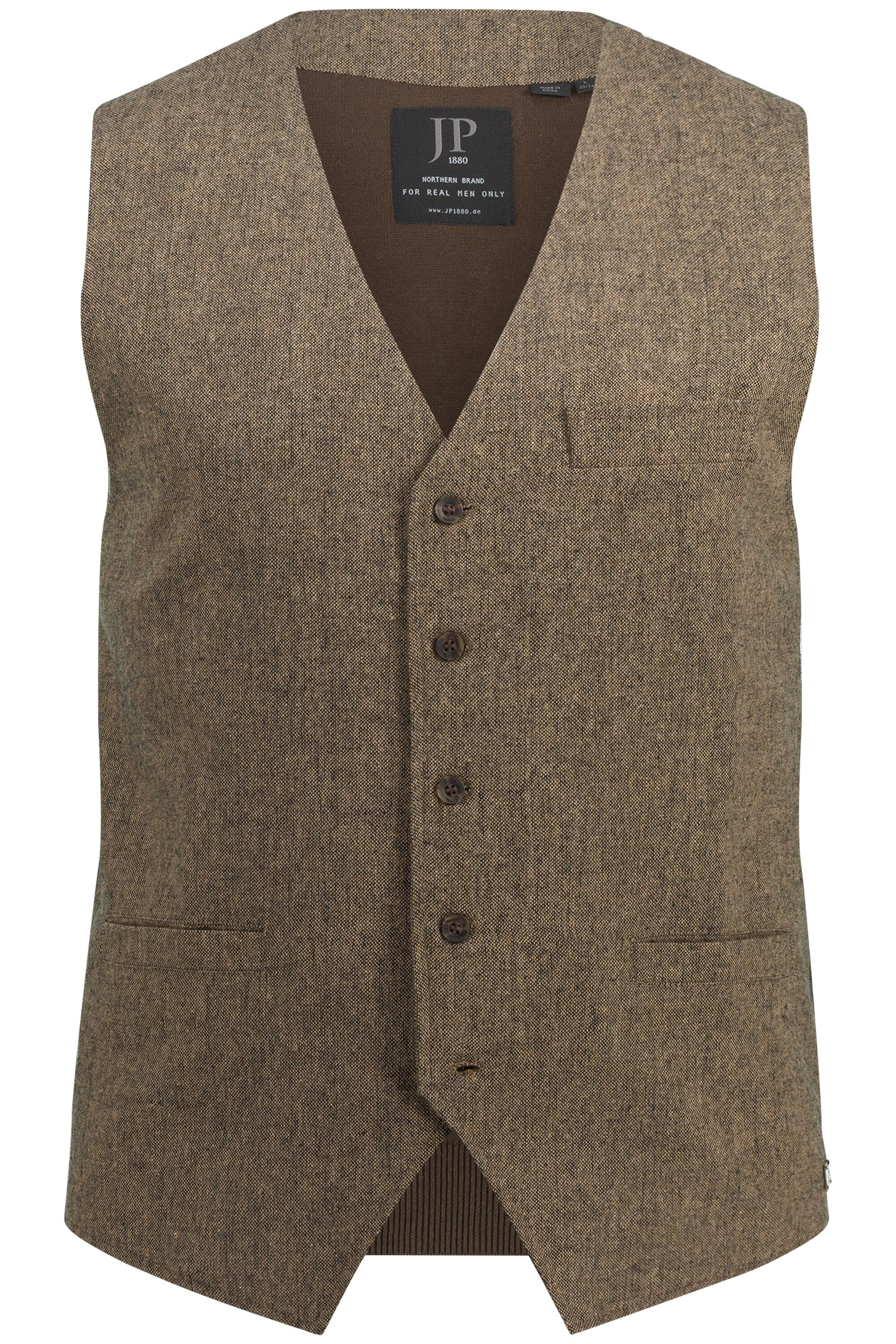 JP1880 Klederdracht gilet in Bruin: voorkant