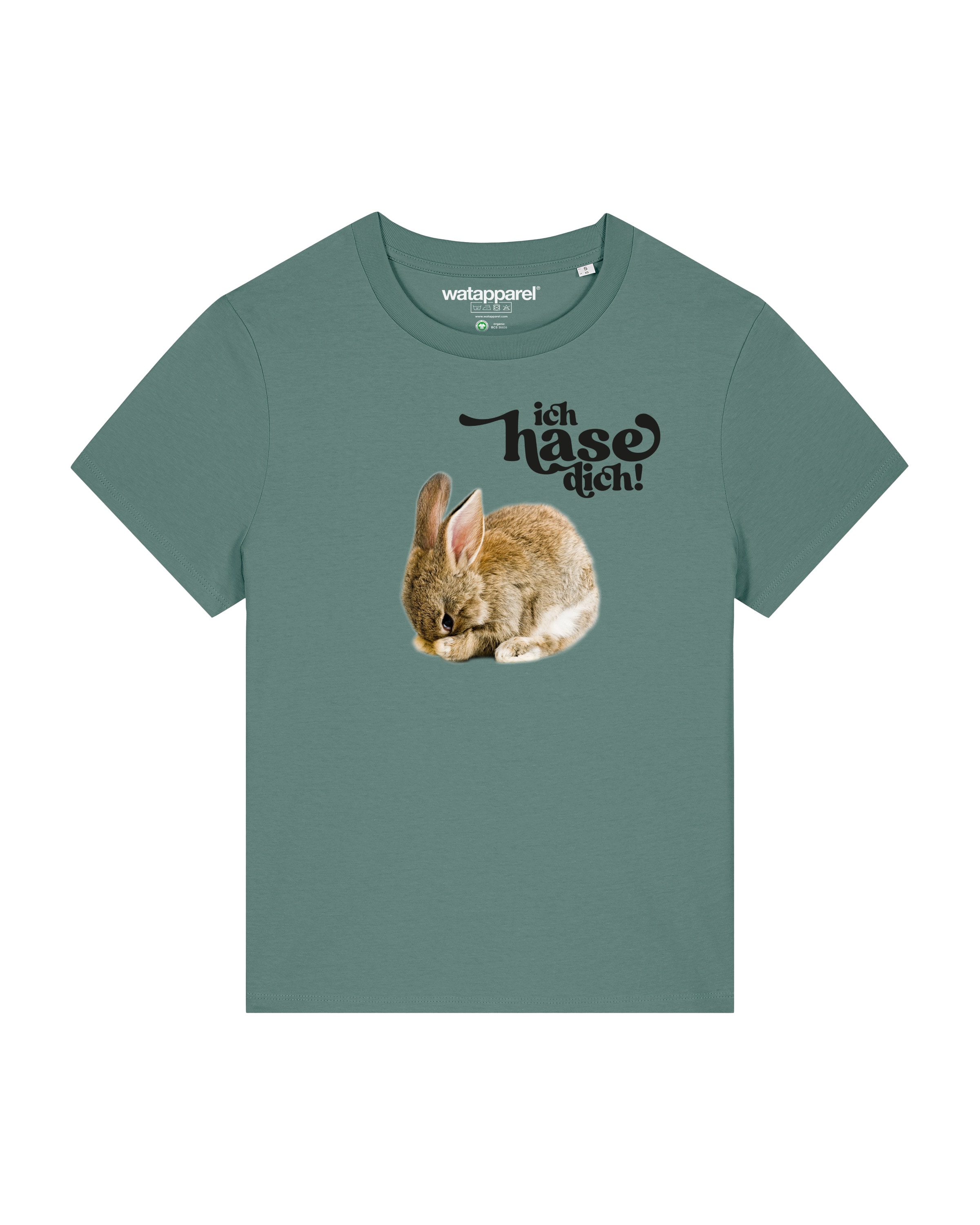 Watapparel Shirt ' Ich hase dich! ' in Green: front