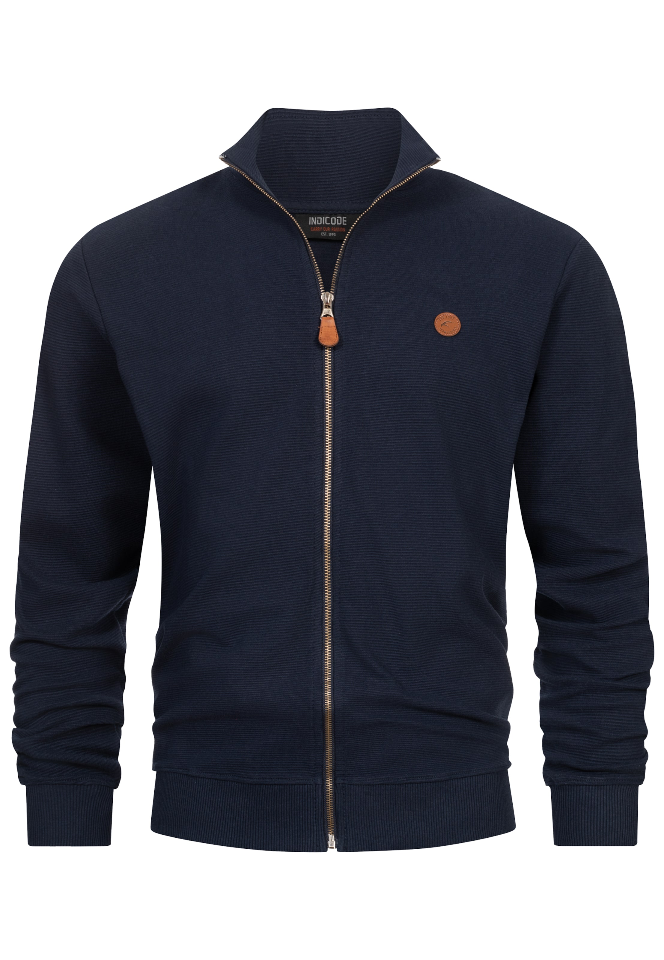 INDICODE JEANS Zip-Up Hoodie 'Guadalupe' in Blue: front