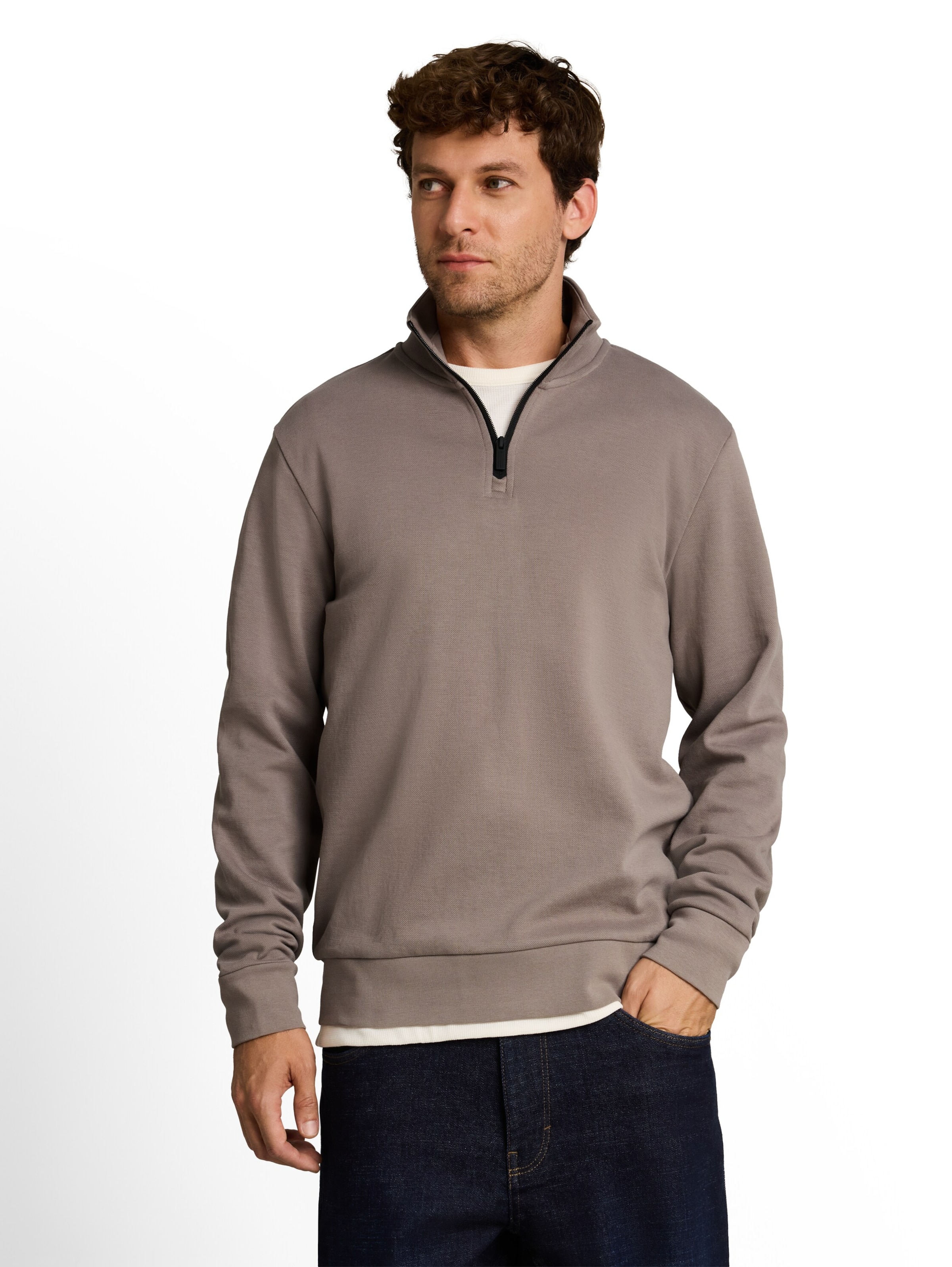 TOM TAILOR Sweatshirt in Brown: front