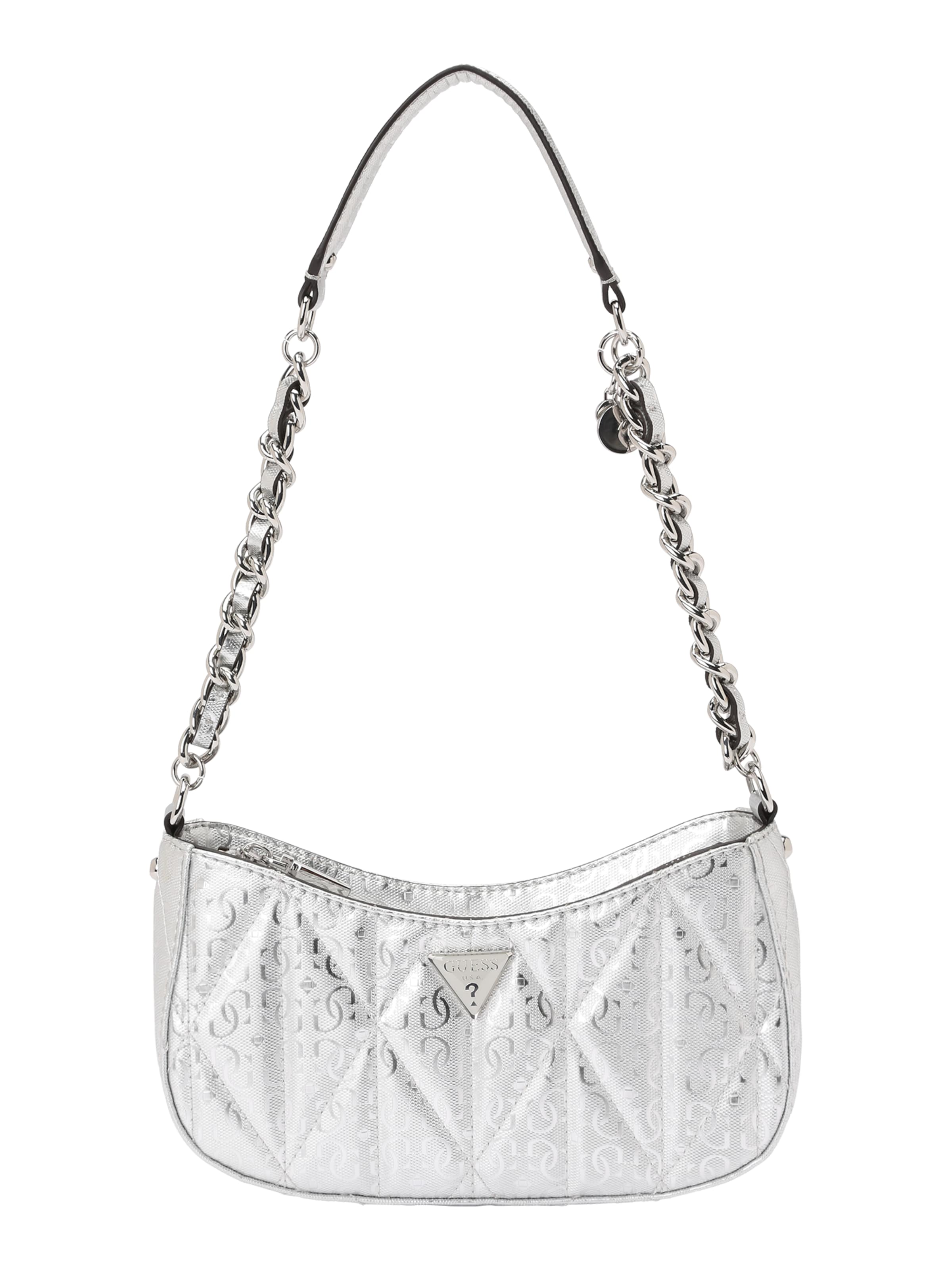 GUESS Τσάντα ώμου 'ALDINA TOP ZIP SHOULDER BAG' σε ασημί: μπροστά