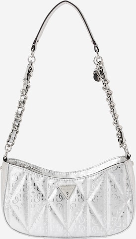 GUESS Olkalaukku 'ALDINA TOP ZIP SHOULDER BAG' värissä hopea: etupuoli