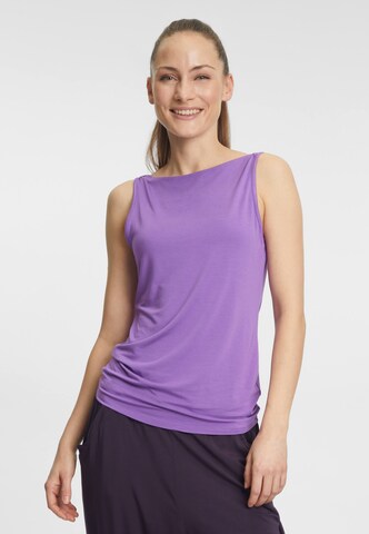 CURARE Yogawear Sporttop 'Boatneck' in Lila: Vorderseite
