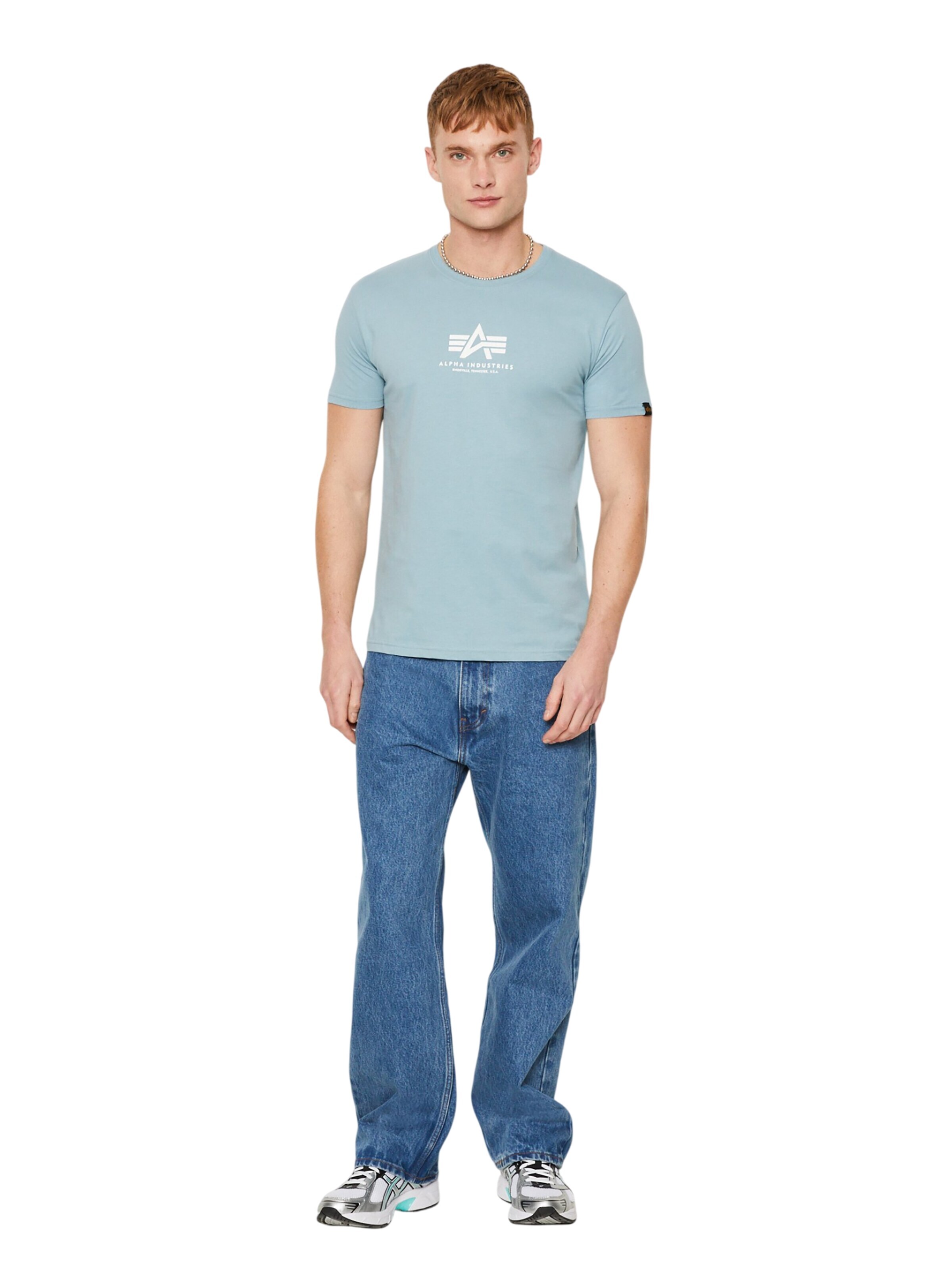 ALPHA INDUSTRIES Shirt 'Basic Mid Logo'‌‌ in Blau