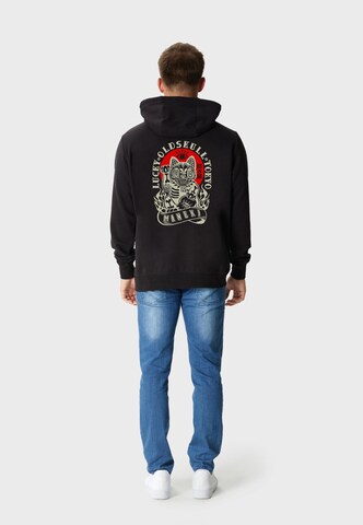 Oldskull Hoodie 'Asian Rebel Cat Kanji' in Schwarz