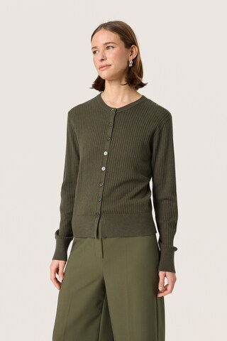 SOAKED IN LUXURY Knit cardigan 'Spina' in Green: front
