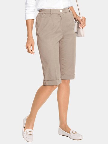 Goldner Regular Pleated Pants 'Carla' in Beige: front