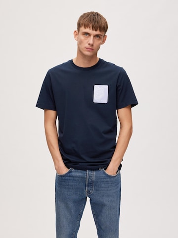 T-Shirt 'Corey' SELECTED HOMME en bleu : devant