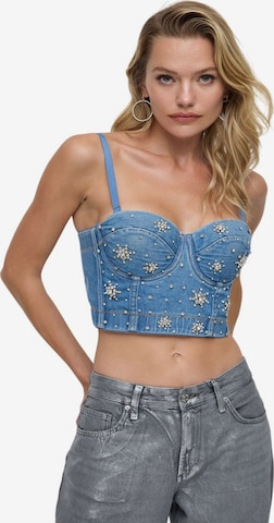 No Matter What Top in Blau: Vorderseite