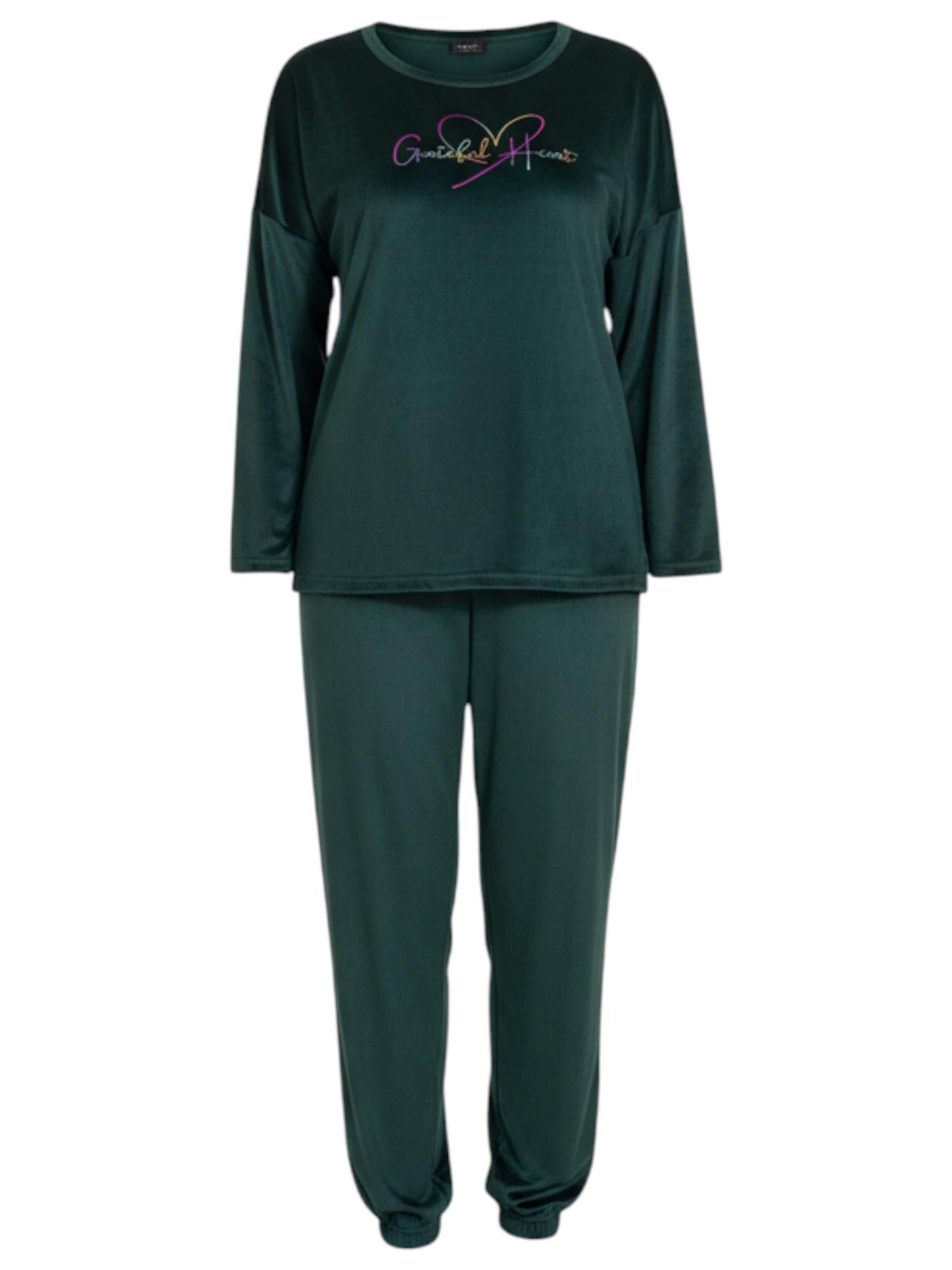 fashionshowcase Pyjama 'VelvetDream'‌‌‌‌‌ in Grün: Vorderseite