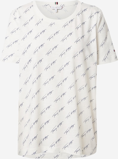 TOMMY HILFIGER Shirt 'TOMMY HILFIGER X ABOUT YOU AOP SCRIPT PRINT T-SHIRT' in beige / navy, Produktansicht