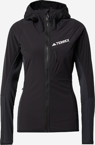 ADIDAS TERREX - Casaco de velo funcional 'Techrock Wind Fleece' em preto: frente