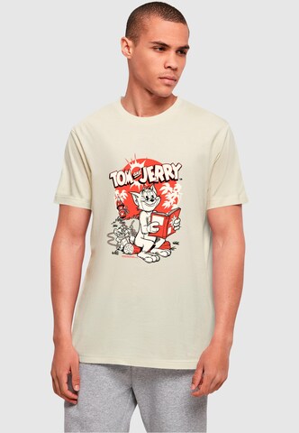 ABSOLUTE CULT Shirt 'Tom And Jerry - Rocket Prank' in Beige: voorkant