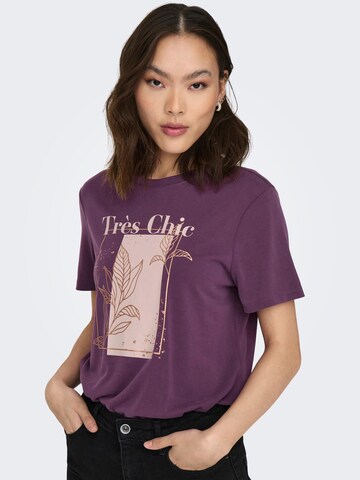 ONLY T-Shirt 'Free Life' in Lila