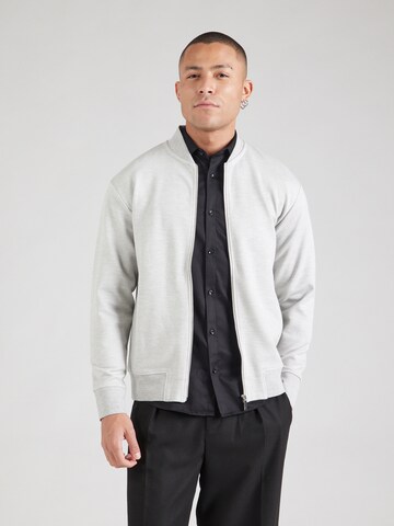 SELECTED HOMME Zip-Up Hoodie 'SLHMack' in Grey: front
