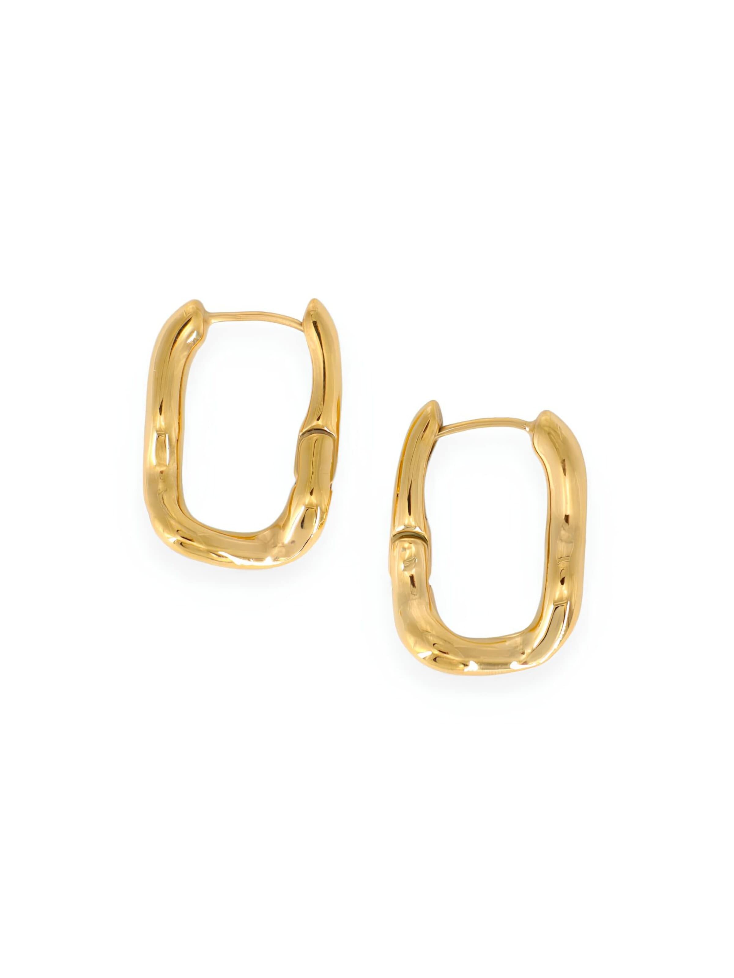 Fräulein Wunder Ohrringe 'Creolen Soft Oval Edelstahl'‌‌‌‌‌ in Gold: Vorderseite