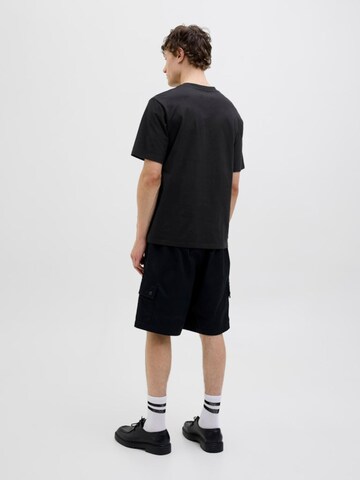 JACK & JONES Shirt 'JCOLIDO AOP FRONT PRINT TEE' in Zwart