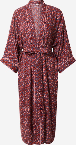 BeckSöndergaard Long Bathrobe 'Amapola Liberte' in Red: front