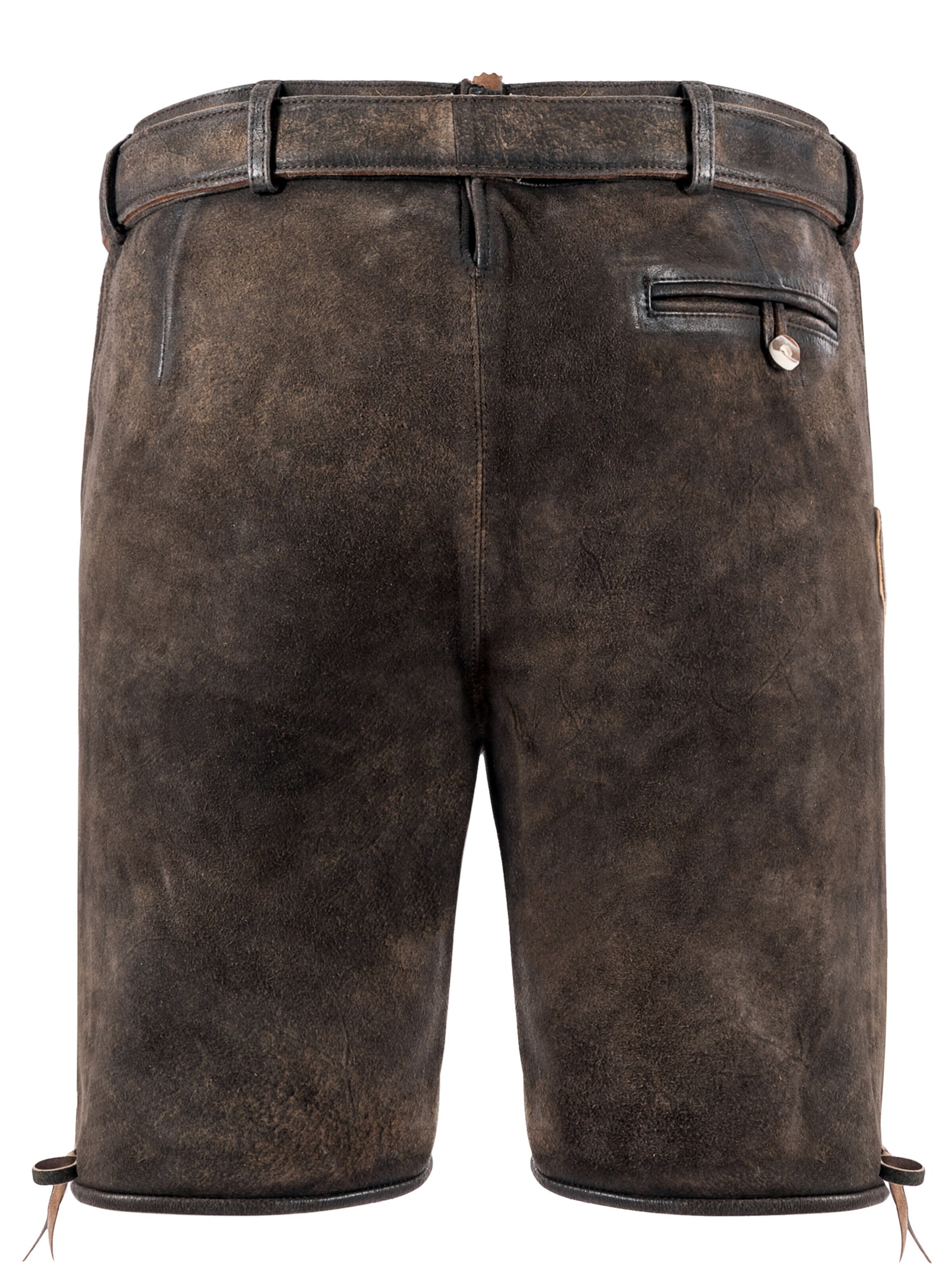 Fuchs Trachtenmoden Skinny Trachtenhose 'Trachtenlederhose Herren kurz Dunkelbraun Echtleder'‌‌‌‌‌‌ in Braun